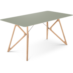Tink table houten eettafel whitewash - met linoleum tafelblad dark olive - 160 x 90 cm