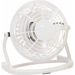 Kleine USB ventilator - bureau ventilator - wit - kunststof - 15 x 9 cm - Ventilatoren