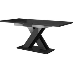 Meubella Eetkamertafel Bari - Zwart marmerlook - 180 cm - Uitschuifbaar