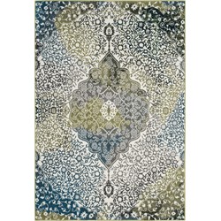 Safavieh Abstract Indoor Woven Area Rug, Watercolor Collection, WTC672, in Ivory & Peacock Blue, 201 X 274 cm