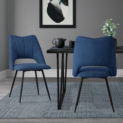 Eetkamerstoel set van 2 blauw gestoffeerd incl. montagemateriaal Gestoffeerde stoel Keukenstoel ML design
