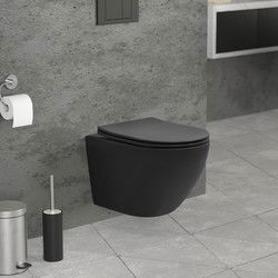 Wandcloset in zwart mat keramiek 49cm lang randloos met nano-dichting & soft-close LuxeBath