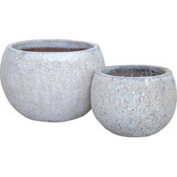 PTMD Bloempot Caedyn - 42x42x30 cm - Keramiek - Wit - Set van 2