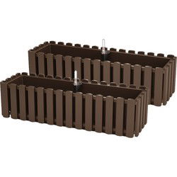 Prosperplast Plantenbak - 2x - kunststof - 58 cm - hout bruin - Plantenpotten
