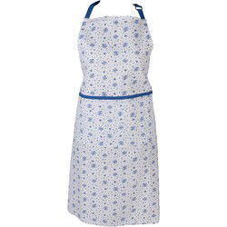 Clayre & Eef Keukenschort Wit Blauw Katoen Roosjes