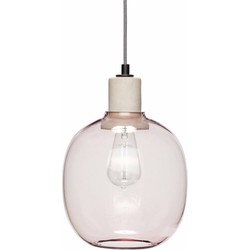 Hübsch 950413 Hanglamp glas roze beton - ø23xH30cm
