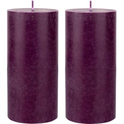 4x stuks paarse cilinder kaarsen /stompkaarsen 15 x 7 cm 50 branduren sfeerkaarsen paars - Stompkaarsen