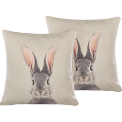QUERCUS  - Sierkussen set van 2 - Taupe - 45 x 45 cm - Polyester