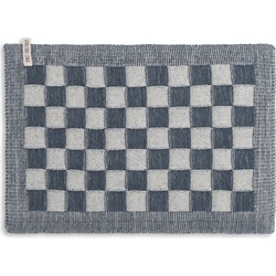 Knit Factory Gebreide Placemat - Onderlegger Block - Ecru/Granit - 50x30 cm