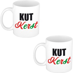 4x stuks kutkerst koffiemok / theebeker Kerstmis 300 ml - Bekers