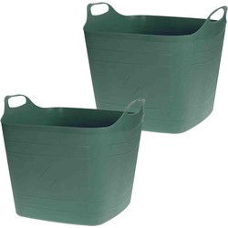 2x Stuks Flexibele kuip emmers/wasmanden - groen - 40 liter - vierkant - kunststof - Wasmanden
