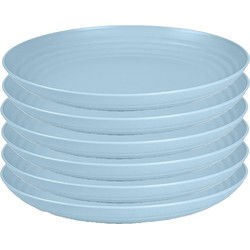 PlasticForte Rond bord/camping bord - 6x - D22 cm - ijsblauw - kunststof - Dinerborden
