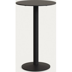 Kave Home - Zwarte ronde hoge Esilda-buitentafel met zwart gelakte metalen poot Ø 60 x 96 cm