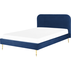 Beliani FLAYAT - Tweepersoonsbed-Blauw-Fluweel