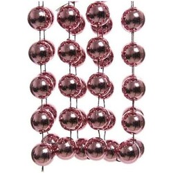 Kerst XXL kralen guirlande oud roze 270 cm kerstboom versiering/decoratie - Kerstslingers