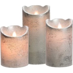 Led kaarsen combi set 3x stuks zilver 10/12 en 15 cm - LED kaarsen