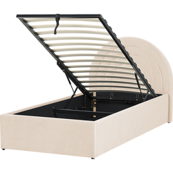ANET - Bed met opbergruimte - Beige - 90 x 200 cm - Fluweel