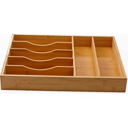 Decopatent® Bestekbak voor keukenla met 7 Vakken - Bestek organizer - Bestekla - Hoogwaardig Bamboe Hout - Bestekcassette 43x33x6