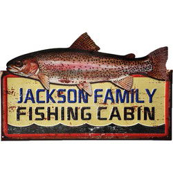 Clayre & Eef Wanddecoratie  61x39 cm Bruin Blauw Ijzer Fishing Muurdecoratie