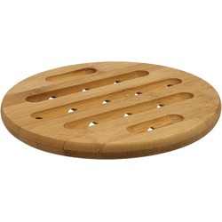 Ronde pannen onderzetter bruin 18 cm van bamboe - Panonderzetters