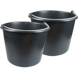 Bouwemmer - 5x - 20 liter - emmer met metalen hengel - huishoudemmer - Emmers
