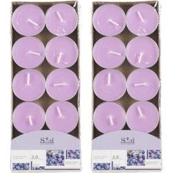Geurtheelichtjes - 20x stuks - blauwe bes - lilapaars - was - 3,5 uur - geurkaarsen