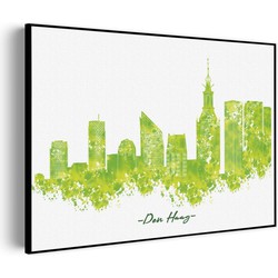 Muurwerken Akoestisch Schilderij - Skyline Den Haag Watercolor Paint - Geluidsdempend Wandpaneel - Wanddecoratie - Geluidsisolatie - BASIC (AW 0.65) S (70x50)