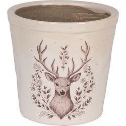 Clayre & Eef Bloempot Ø 17x16 cm Beige Keramiek Hert