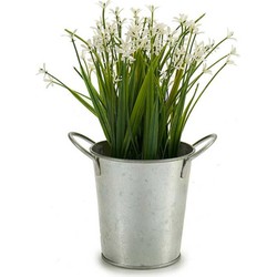 Arte r Plantenpot/bloempot emmer- zink - zilver - D12 x H16 cm - Plantenpotten