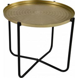Lesli Living Bijzettafel - goudkleurig met zwart - metaal - 35 cm - Bijzettafels