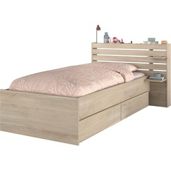 Bedframe 90x190/200 with 2 drawers and 2 shelves - Escale