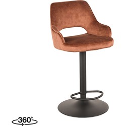 LABEL51 Barkruk Fer - Rust - Velours - Zithoogte 64-84
