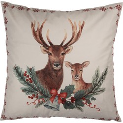 Clayre & Eef Kussenhoes 45x45 cm Beige Polyester Herten
