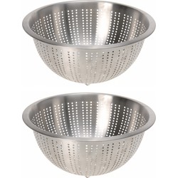 2x Vergiet/zeef zilver RVS 28 x 13 cm - Vergieten