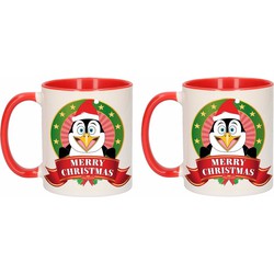 Set van 2x stuks kerstmis mokken / bekers pinguin 300 ml - Bekers