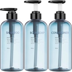 Set van 3 Navulbare Fles met Pomp – Petrol Blauw – 500ml – Voor Shampoo, conditioner en Bodywash