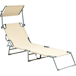FOLIGNO - Ligstoel - Beige - Polyester/Staal