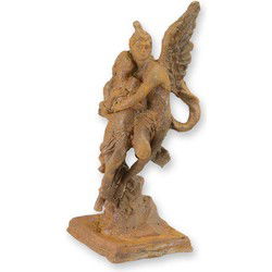 A RUSTY CAST IRON FIGURINE OF CUPID AND PSYCHE