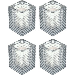 4x Kaarsen wit in kaarsenhouders 7 x 10 cm 24 branduren sfeerkaarsen - Stompkaarsen