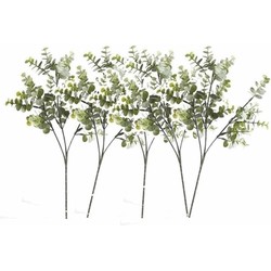 5x stuks groene/grijze Eucalyptus kunstplanten takken 65 cm - Kunstplanten