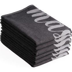 DoubleDry Luxe Theedoeken Set - 6 Stuks - 50x70 cm - 100% Katoen - Hoge Absorptie & Duurzaam - Grill Master, Zwart