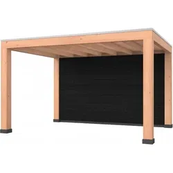 Douglas overkapping, 400 x 300 cm, met achterwand, Westwood Robuust Zwart