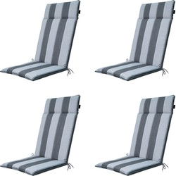 Madison -  Tuinstoelkussen Hoge Rug Banda grey - Ca. 120x50 cm - Set van 4