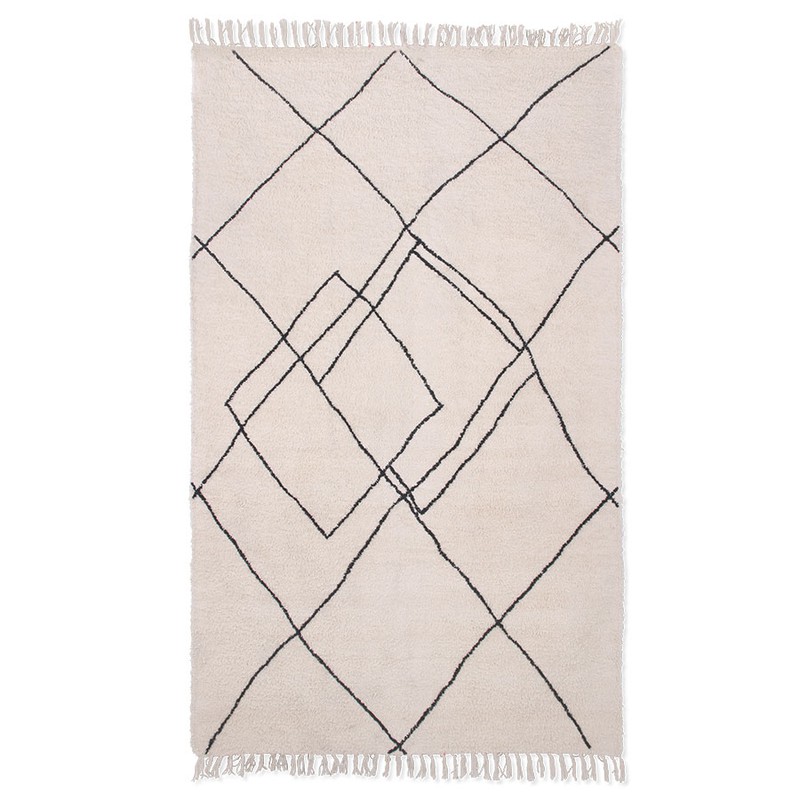 HKLiving handwoven zigzag rug black/white (150x240) Wit - 