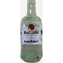Wandklok - Bacardi superior rum fles - transparant - 10,5 x 29,5 cm - Wandklokken