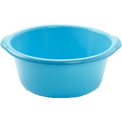 Set van 2x stuks kunststof teiltjes/afwasbakken rond 6 liter blauw - Afwasbak