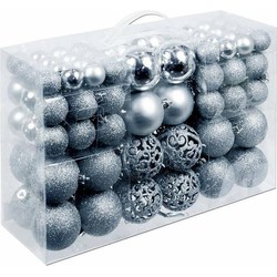 Christmas Gifts Pakket met 100x voordelige zilveren kerstballen - Kerstbal