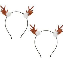2x stuks kerst diadeems/haarbanden rendier gewei 19 cm kerstaccessoires - Verkleedattributen