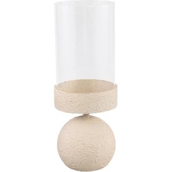 PTMD Windlicht Cheska - 12x12x33 cm - Ijzer - Creme