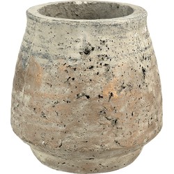 Clayre & Eef Bloempot Binnen Ø 19*18 cm Beige, Bruin Beton Rond Plantenpot